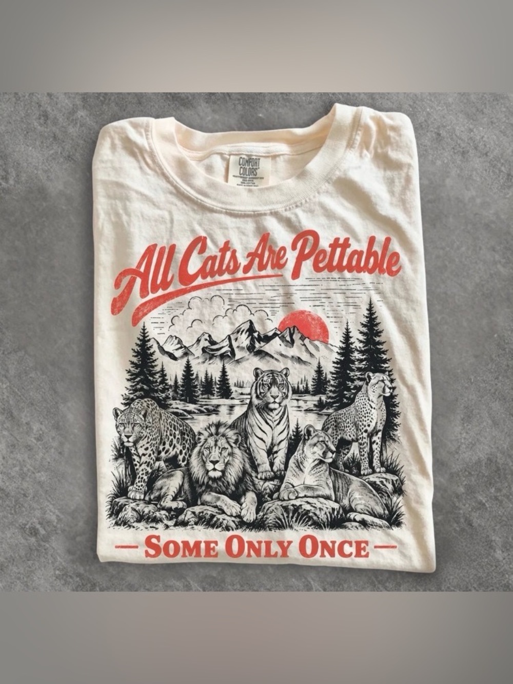 All Cats Are Pettable Tee, Some Only Once Big Cat Graphic T-Shirt, Leopard Tee